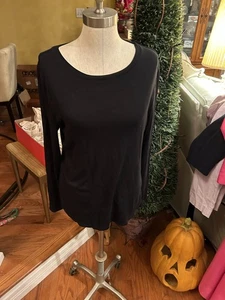 A New Day T-Shirt Damen Größe Large Langarm Rundhalsausschnitt Schwarz Pima-Baumwollmischung - Bild 1 von 6