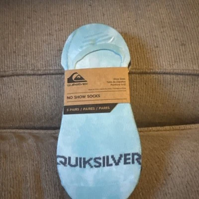 Paquete de 5 calcetines QUIKSILVER No Show OSFM para hombre talla 6-12 poliéster/algodón azul/blanco Foto 1 de 4