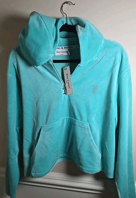 ¡NUEVO CON ETIQUETAS! JUICY COUTURE Terciopelo Bling Chándal Sudadera con Capucha Verde Talla 1X 3/4 Cremallera Foto 1 de 4