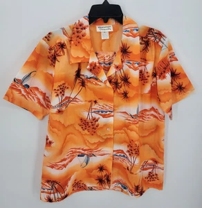Hawaii Casuals Vintage Hemd Herren XL Orange Beachy Tropical Kurzarm - Bild 1 von 9