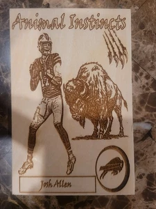 Josh Allen - Custom Engraved Animal Instincts 4"X6" Wooden Trading Card - Picture 1 of 1