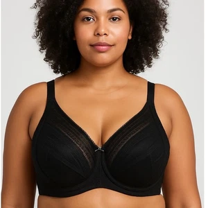 Lilyette Minimizer Bra 38G Black Full Coverage Underwire Lace Sheer Comfort Fit - Picture 1 of 8