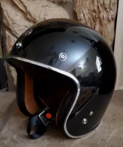 Torc T50 3/4 Vintage Retro Style Motorcycle Helmet Black Metallic Sparkle XXL - Picture 1 of 8