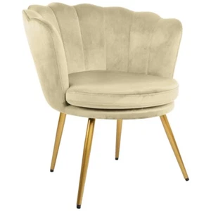 Genesis Flora Accent Tub Chair Scallop Armchair Petal Back Gold Legs - Champagne - Picture 1 of 6