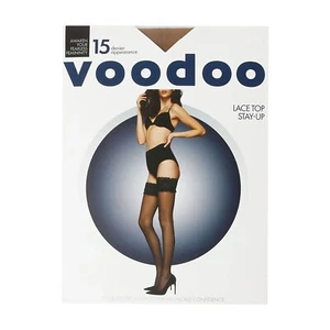 Voodoo Lace Top Stay Up 15 Denier Sexy Stockings Pantyhose Tights Nude HXLF1N - Picture 1 of 5