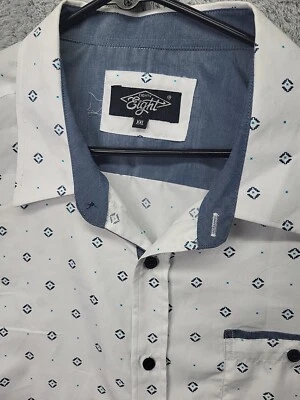 Eighty Eight Men’s  White Retro XXL Platinum Button Up Long Sleeve Cotton Shirt - Image 1 of 4