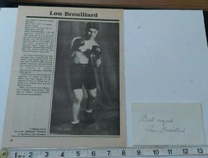 RARE LOU BROUILLARD SIGNED CARD WITH MAGAZINE PAGE COA - OFFERS ACCEPTED - Picture 1 of 3