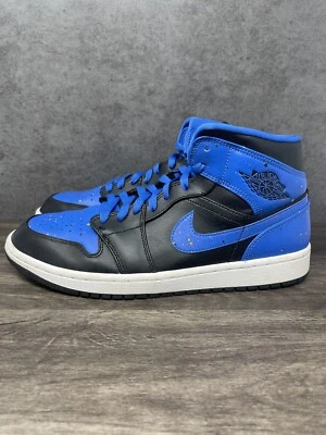 Air Jordan 1 Mid Size 10.5 Mens Royal Splatter Blue Black 554724-048 - Image 1 of 4