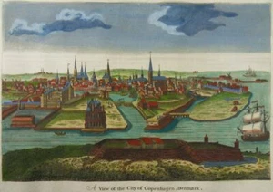 KOPENHAGEN DÄNEMARK KOL. KUPFERSTICH ANSICHT BALDWYN 1794 COPENHAGEN DENMARK - Picture 1 of 2