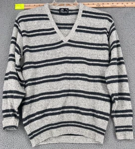 VTG Panache Women's V-neck Wool Blend Grey & Black Sweater Size M Made in U.S.A. - Picture 1 of 10