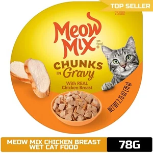 Meow Mix Chunks in Gravy Wet Cat Food, Chicken Breast, 2.75 Ounce (Pack of 12) - Picture 1 of 13