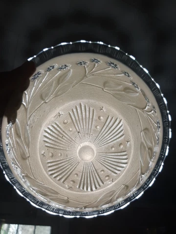 Vintage Art Deco Hanging Light Fixture with 3 Chain Glass Shade Beautiful Flower Cover