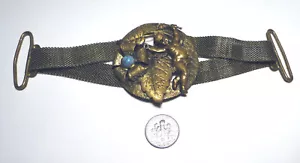 HEBILLA DE CINTURÓN GRIS KINGSBURG QUERUBÍN flor chapada en oro Circa 20 - Imagen 1 de 4