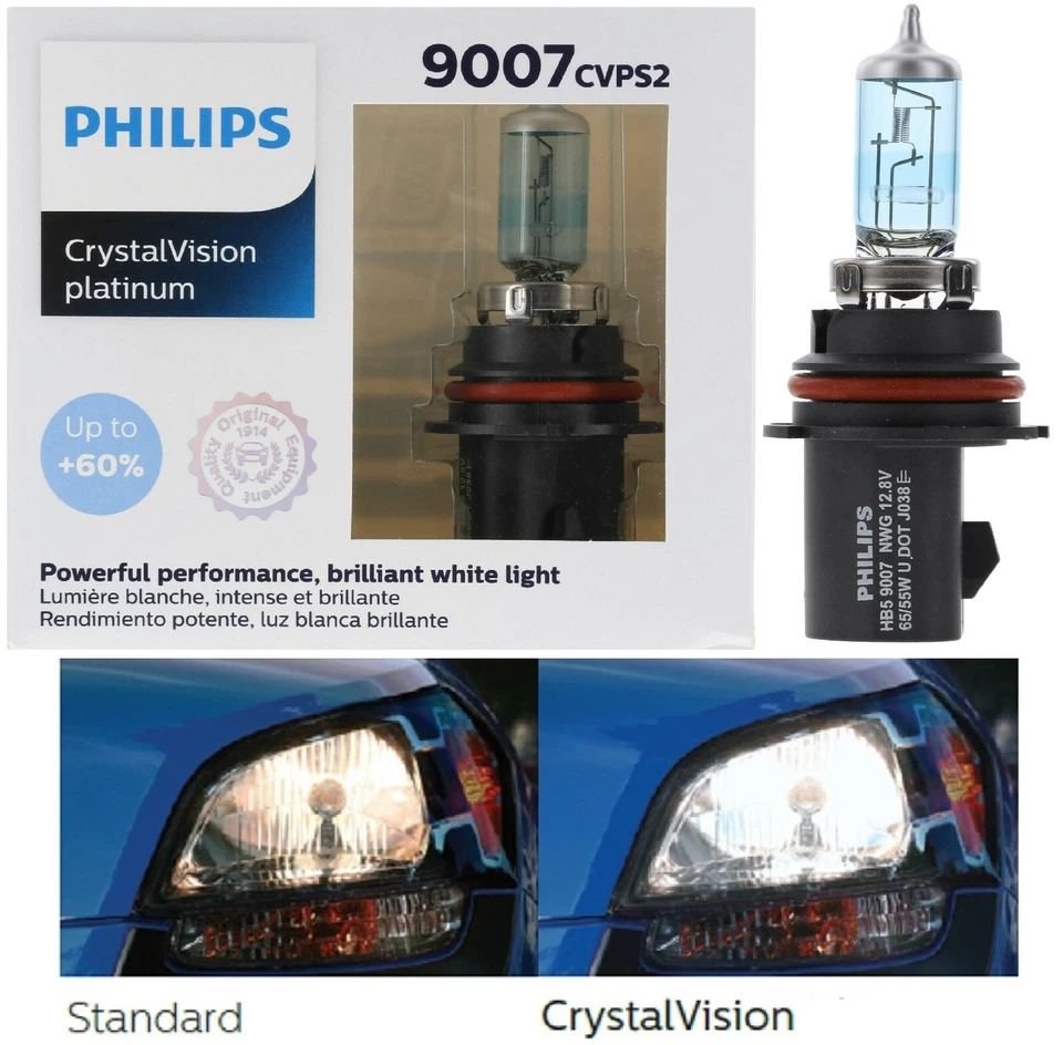 Philips Crystal Vision Platinum 9007 65/55W Two Bulbs Head Light Dual Beam Lamp — 第 1/4 张图片