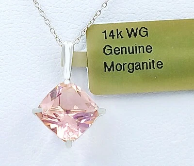 GENUINE 1.12 Cts MORGANITE PENDANT 14K White GOLD - Free Appraisal Service - Image 1 of 4