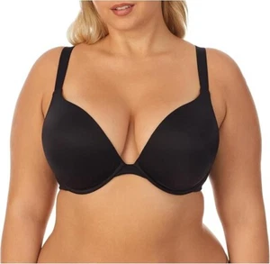 Dream Fit 44DD Micro Plunge Black Bra Plus Size Underwire Back Closure Dreamfit - Picture 1 of 13