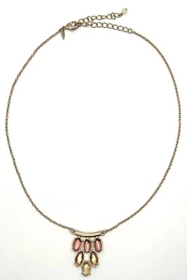 Collar declaración naranja rosa gema 19” SAQ  Foto 1 de 4