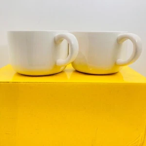 Set Of 2 All White Ceramic Soup Coffee Mugs 20oz - Picture 1 of 3