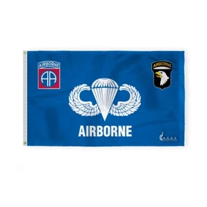 AGAS US 82nd & 101st Airborne Blue Military Flag-3"x5" -200D Nylon, 2 ojales - Imagen 1 de 1
