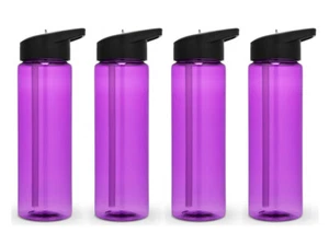 Set of 4 Sport Water Bottle 24 Oz With sipper straw - Picture 1 of 12