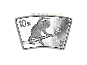 10 yuanes año lunar mono chino 2016 1 oz plata PP abanicos en forma de abanico - Imagen 1 de 1