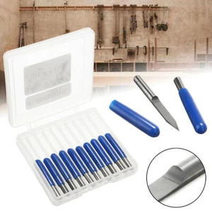 10Pack 30/45/60 Degree 0.1mm V-shape Carbide PCB Engraving Bits CNC Router Tool - Picture 1 of 10