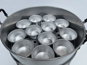 Thai Traditional Crocodile Brand Aluminum Cup of Steam Rice Dessert Food 10cmX12 - Picture 1 of 12