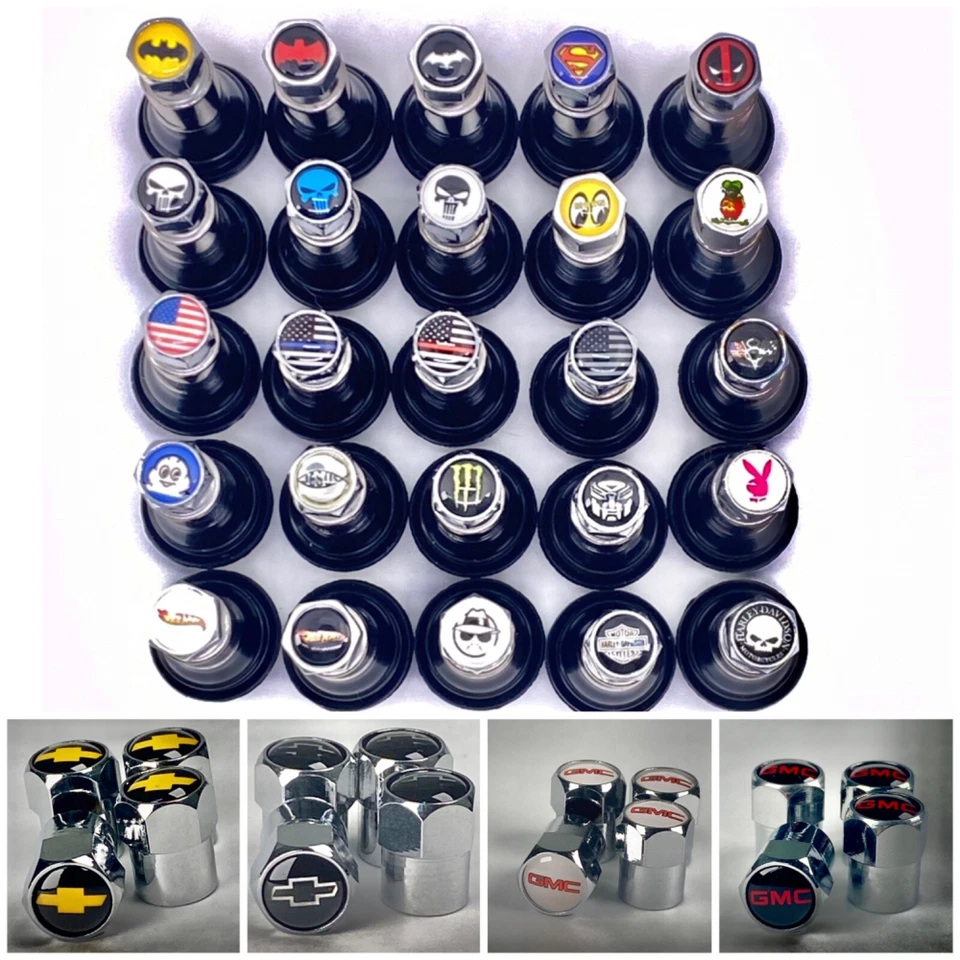 Tapas de vástago de válvula personalizadas carrocería cuadrada Silverado C10 rueda de camión S10 rally Camaro Foto 1 de 4