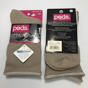 Peds Women's Coolmax Roll Top Casual Crew Socks, Khaki, Shoe 5-10, 6 pairs - Picture 1 of 1
