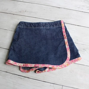 Gap Vintage Baby Girl's Denim Blue Jean Skort Shorts Size 12-18 Months Floral - Picture 1 of 4