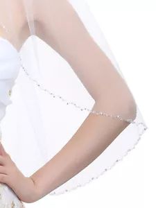 1T 1 Schicht Braut Strass Kristall Perlen Schleier für Bridal Shower Hochzeit Party - Bild 1 von 8