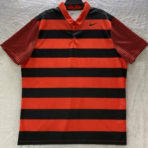 Nike Dri-Fit Camisa de Golf Para Hombres XXL Naranja Negro Rayas Manga Corta Polo Halloween - Imagen 1 de 12