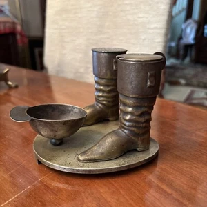 1900 Riding Boots Hat Cruet Set Caster Whiting Mfg Equestrian Horse S P - Picture 1 of 12