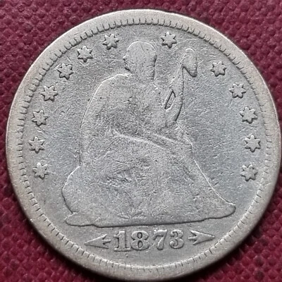 1873 Seated Liberty Quarter 25c Circulated #82219 - Image 1 of 2