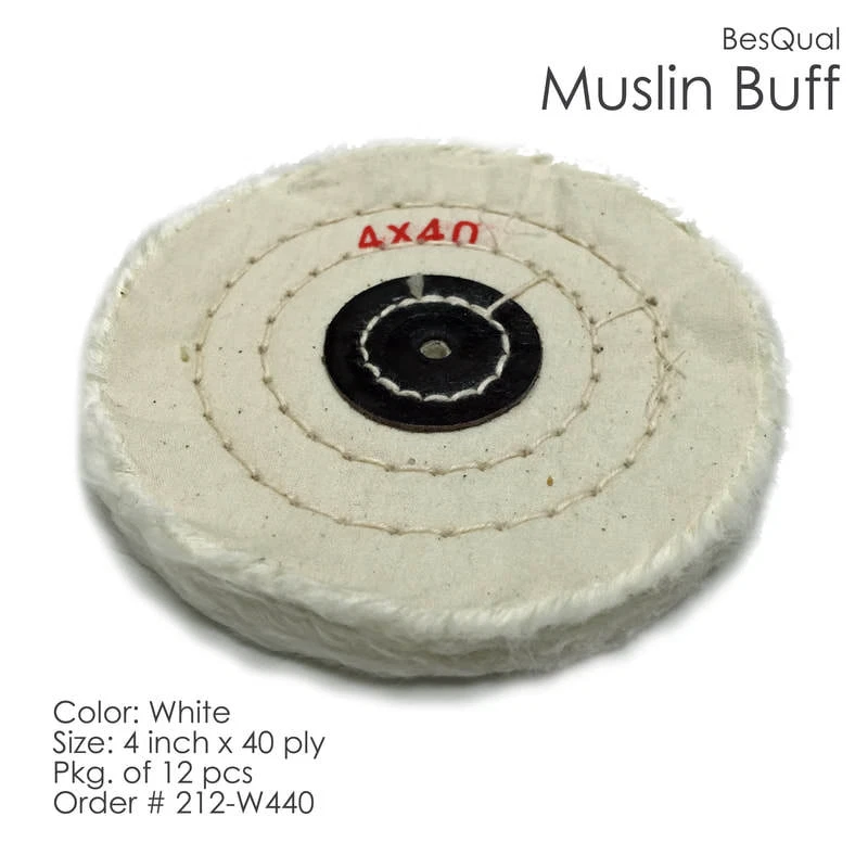 BESQUAL Dental Lab 12-pieces White Muslin Buff Wheel 4" x 40-ply new