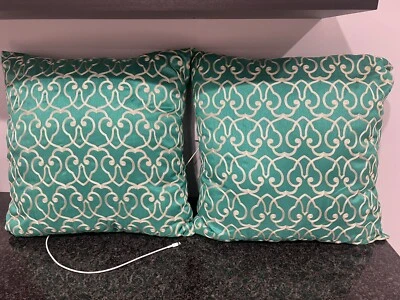 Gold and Green Accent Throw Decorative Geometric Pillows Elegant 17 x 17 - Image 1 of 3