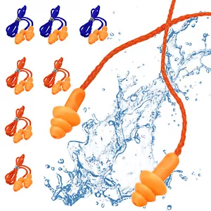 1-100 Pair Silicone Corded Ear Plugs Reusable Shooting Hearing Protection w/Cord - Picture 1 of 39