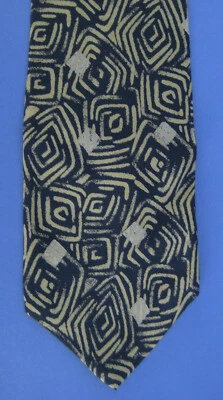 Corbata para hombre Man Italia New York con estampado geométrico de seda negra gris tostada Foto 1 de 2