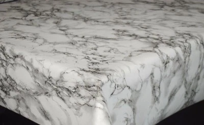 MARBLE GRANITE EFFECT GREY OFF WHITE PLAIN PRINTED VINYL PVC PLASTIC TABLE CLOTH - Image 1 of 2