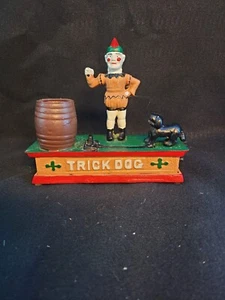 Vintage Cast Iron Trick Dog Piggy Bank Mechanical Coin Toy Works  - Picture 1 of 6