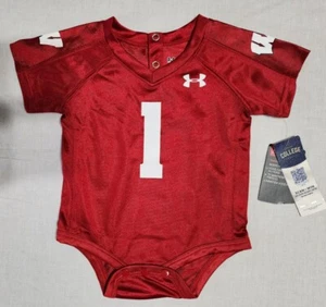 WISCONSIN BADGERS JERSEY BABY CREEPER UNDER ARMOUR SIZE 3/6 MONTHS - Picture 1 of 2