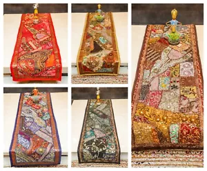 Indischer Perlen Wandteppich Exotisch Wand Tischläufer Handarbeit 14x72 Zoll Kostenloser Schneller Versand - Bild 1 von 12