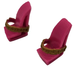 Monster High Doll Shoes Clawdeen Wolf Gloom Beach Pink Gold Strap Sandals 1 pair - Picture 1 of 6