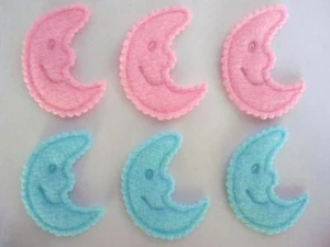 60 Happy Face Felt Applique Baby Trim/quilting/sewing/craft/pink/blue H428-Moon - Picture 1 of 1