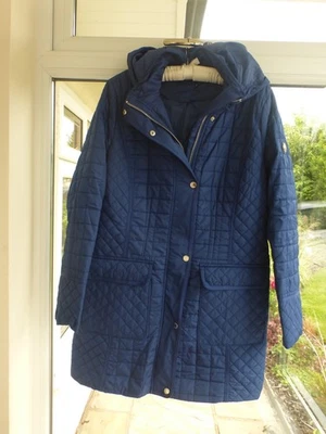 DKNY French Navy Blue Quilted Puffer Hooded Jacket Coat Size M - Image 1 of 4