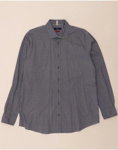 DANIEL HECHTER Mens Shaped Fit Shirt Size 43 Large Blue Floral Cotton DO83 - Picture 1 of 3