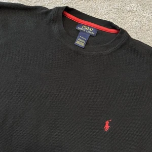 Polo Ralph Lauren uomo nera manica lunga waffle camicia termica rosso pony taglia XL - Foto 1 di 6
