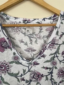 NEW Size 26 Lotus Flower Linen Blend Casual Short Sleeve Top - Picture 1 of 3