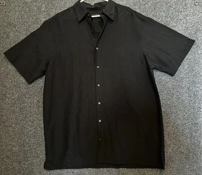 Axist Men’s Silk Touch Short Sleeve Shirt Black-Subtle Vertical Stripe Size XLT - Image 1 of 4