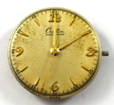Vintage Croton Waterproof Sweep Second 17J Wrist Watch Movement lot.v5 - Image 1 of 4